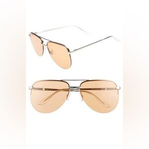 Quay Australia The Playa 64mm Aviator Sunglasses Silver/Orange VEUC